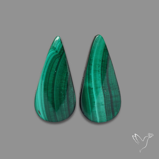 Green Malachite with Chattoyancy Pair