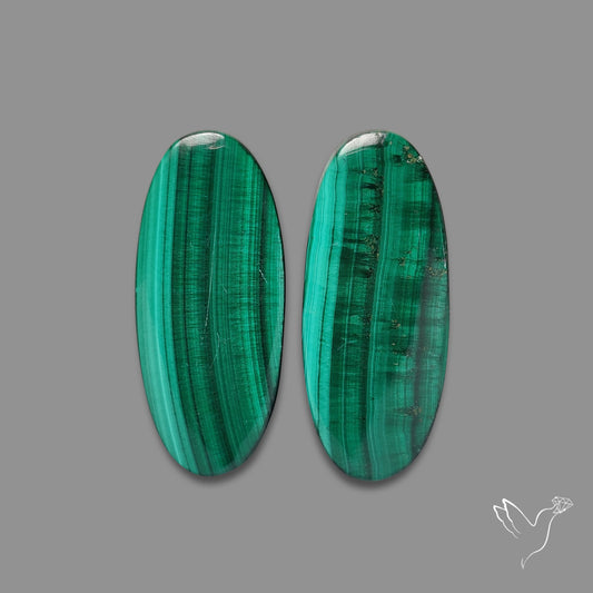 Green Malachite with Chattoyancy Pair