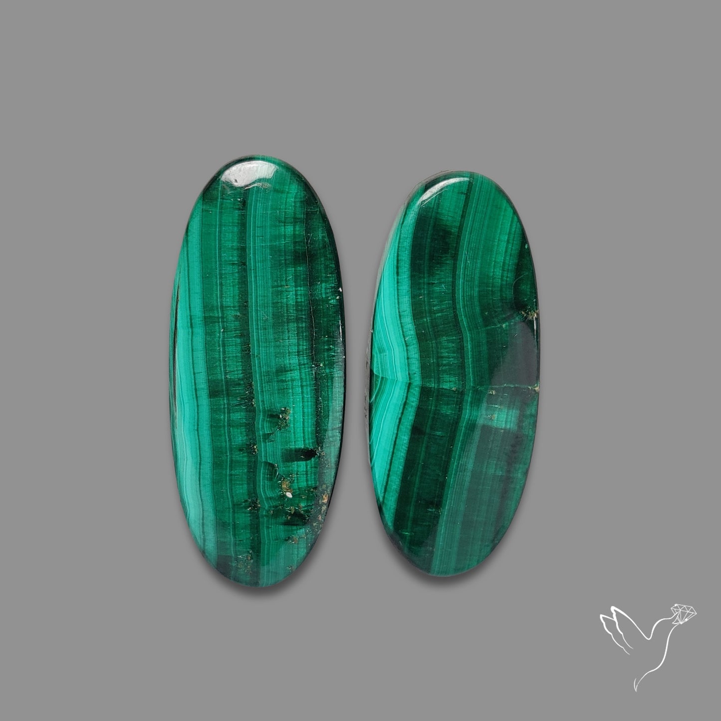Green Malachite with Chattoyancy Pair