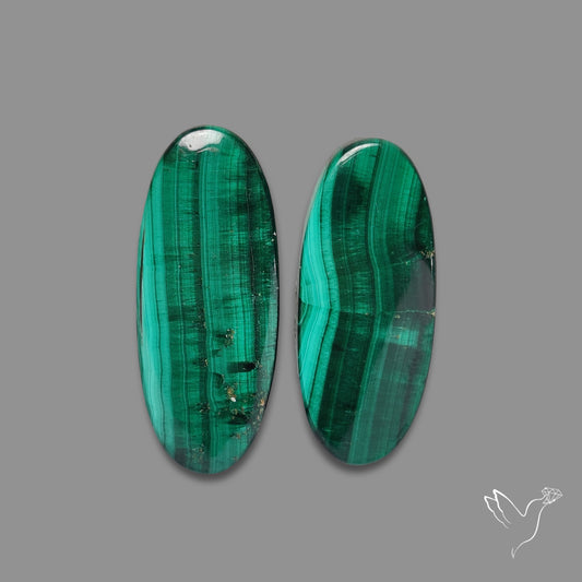 Green Malachite with Chattoyancy Pair