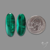 Green Malachite with Chattoyancy Pair
