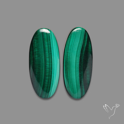 Green Malachite with Chattoyancy Pair