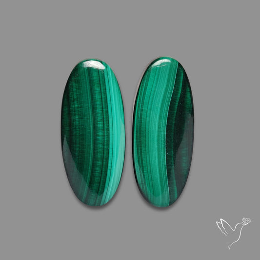Green Malachite with Chattoyancy Pair