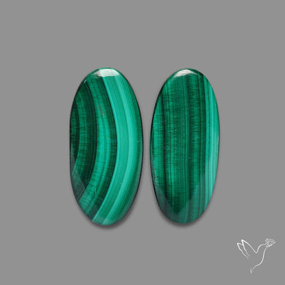 Green Malachite with Chattoyancy Pair
