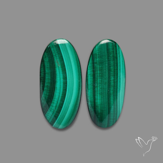 Green Malachite with Chattoyancy Pair