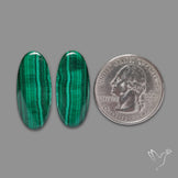 Green Malachite with Chattoyancy Pair