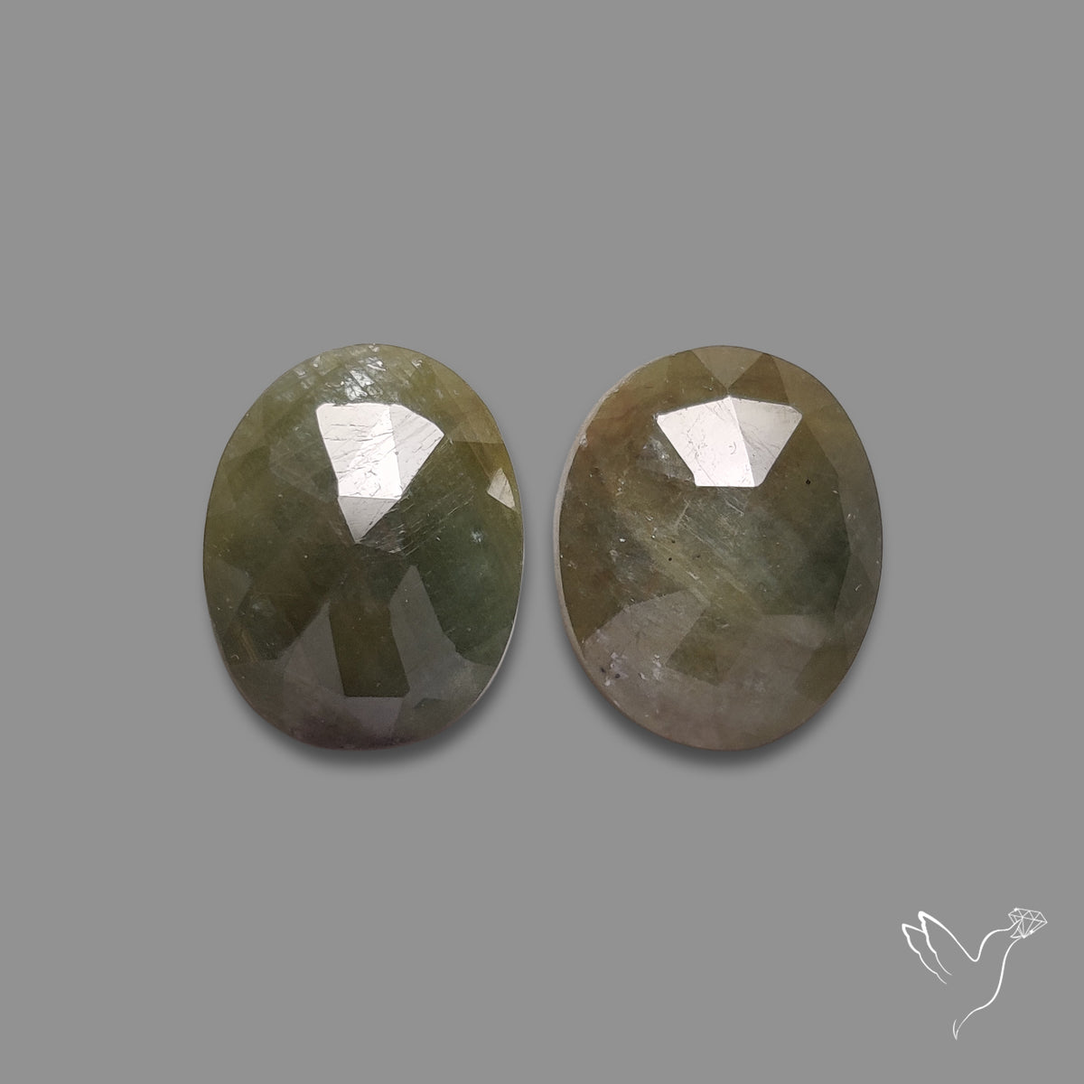 Rose Cut Green Sapphire Pair Rare