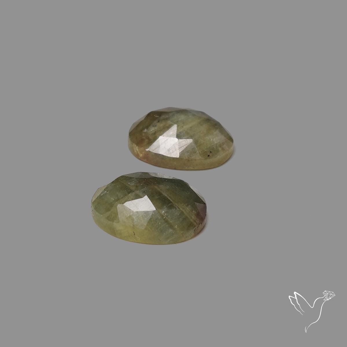 Rose Cut Green Sapphire Pair Rare