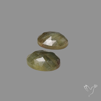 Rose Cut Green Sapphire Pair Rare