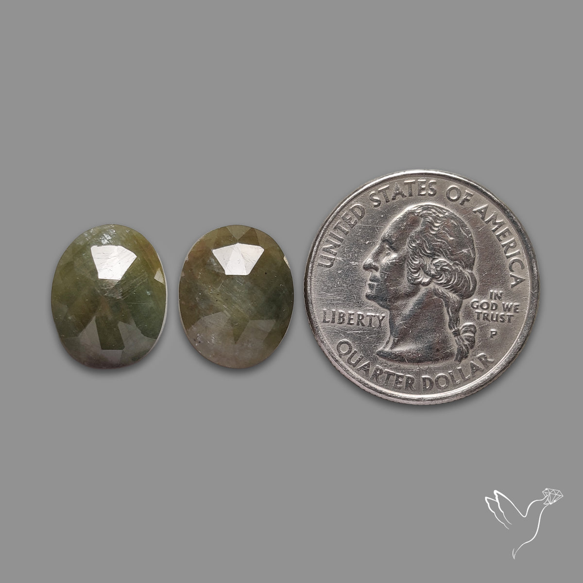 Rose Cut Green Sapphire Pair Rare