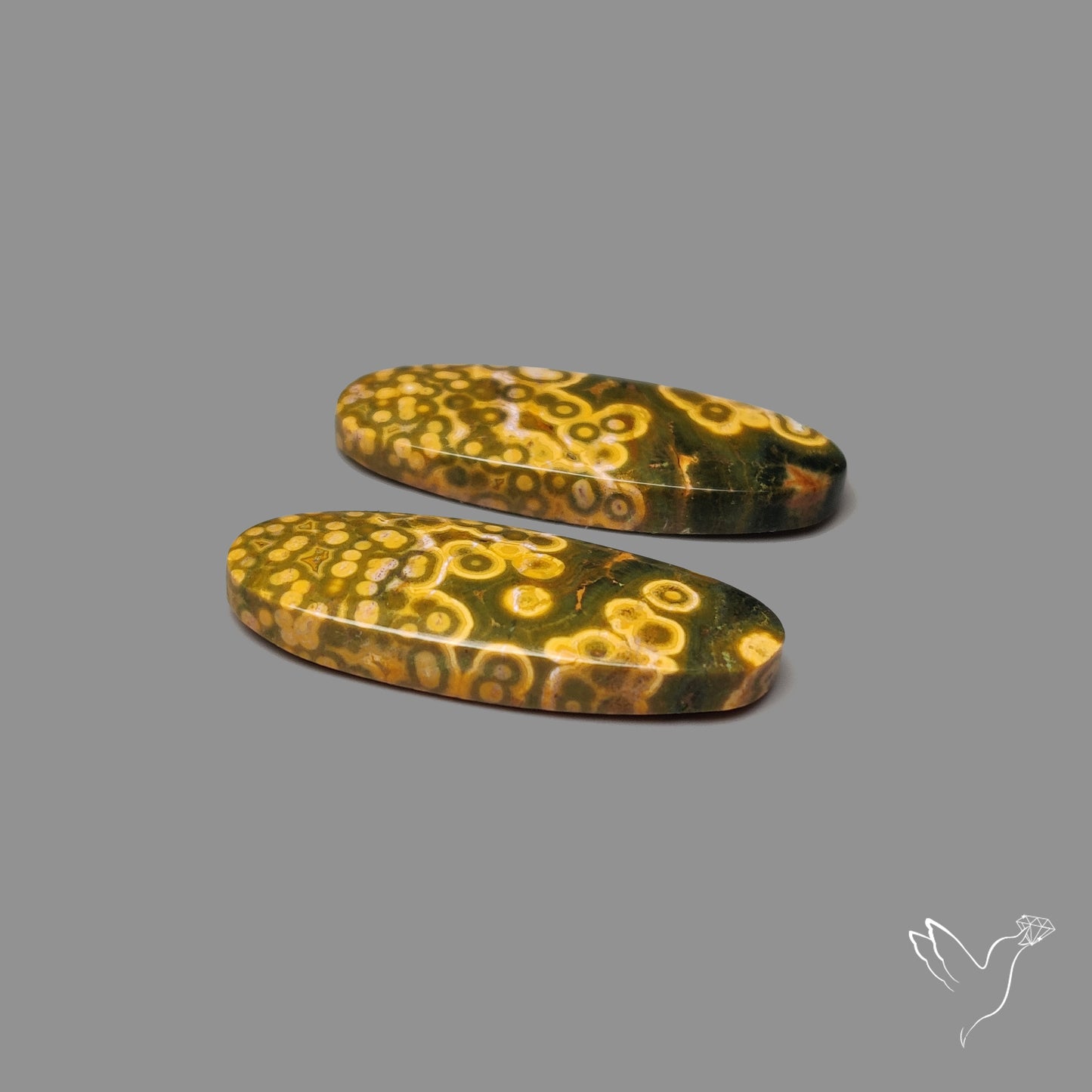 Yellow Orbicular Ocean Jasper Pair