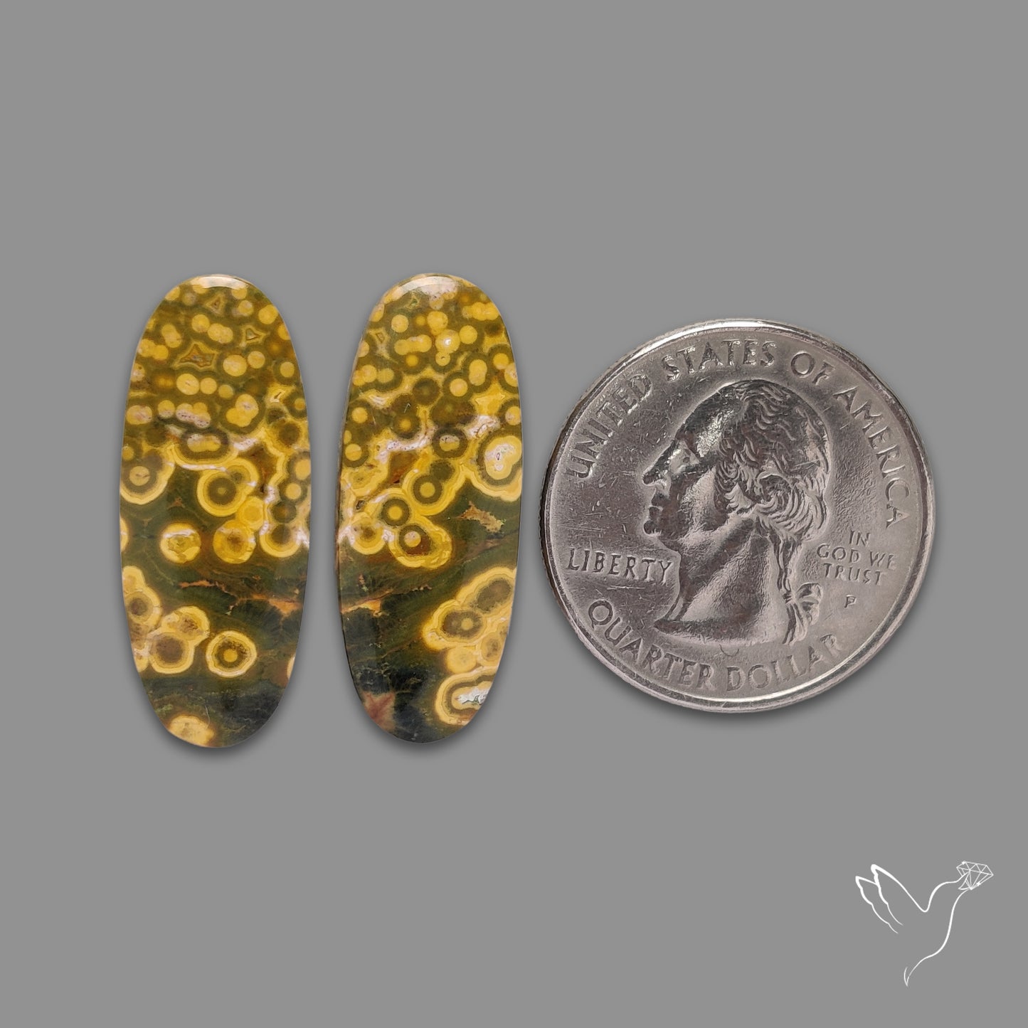 Yellow Orbicular Ocean Jasper Pair