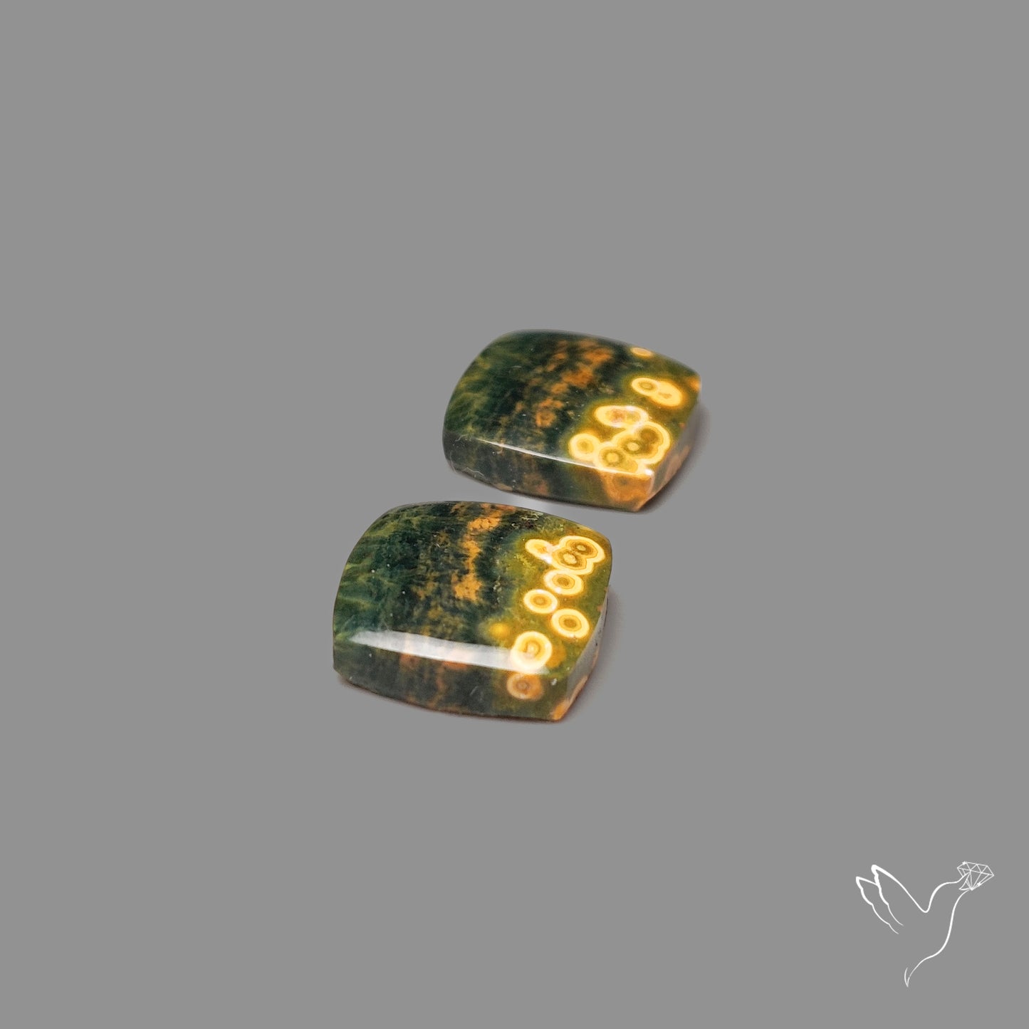 Yellow Orbicular Ocean Jasper Pair