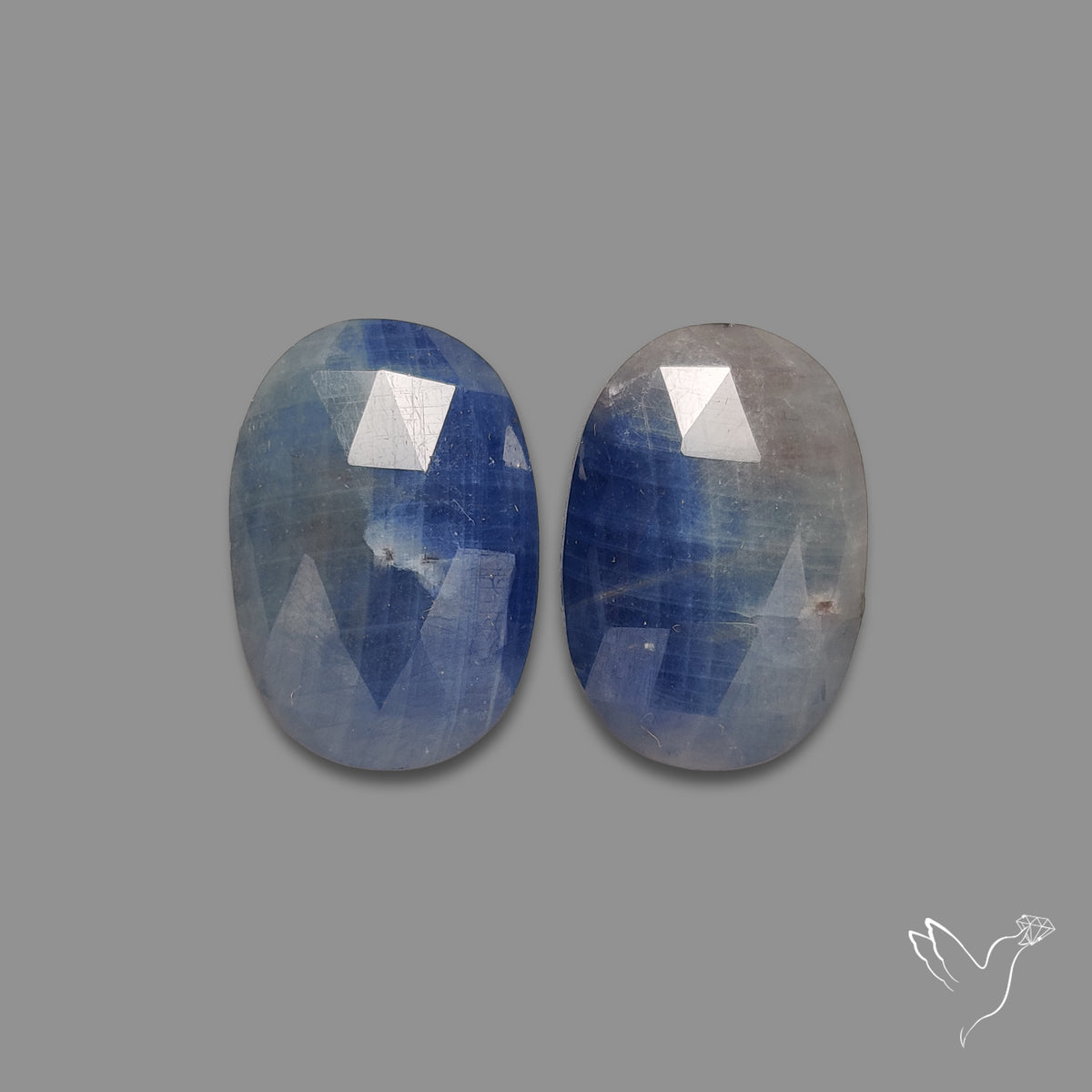 Rose Cut Blue Sapphire Pair