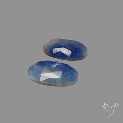 Rose Cut Blue Sapphire Pair