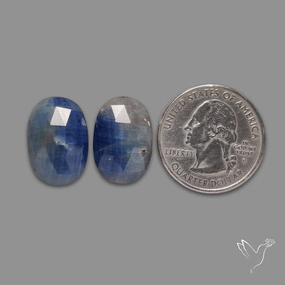 Rose Cut Blue Sapphire Pair