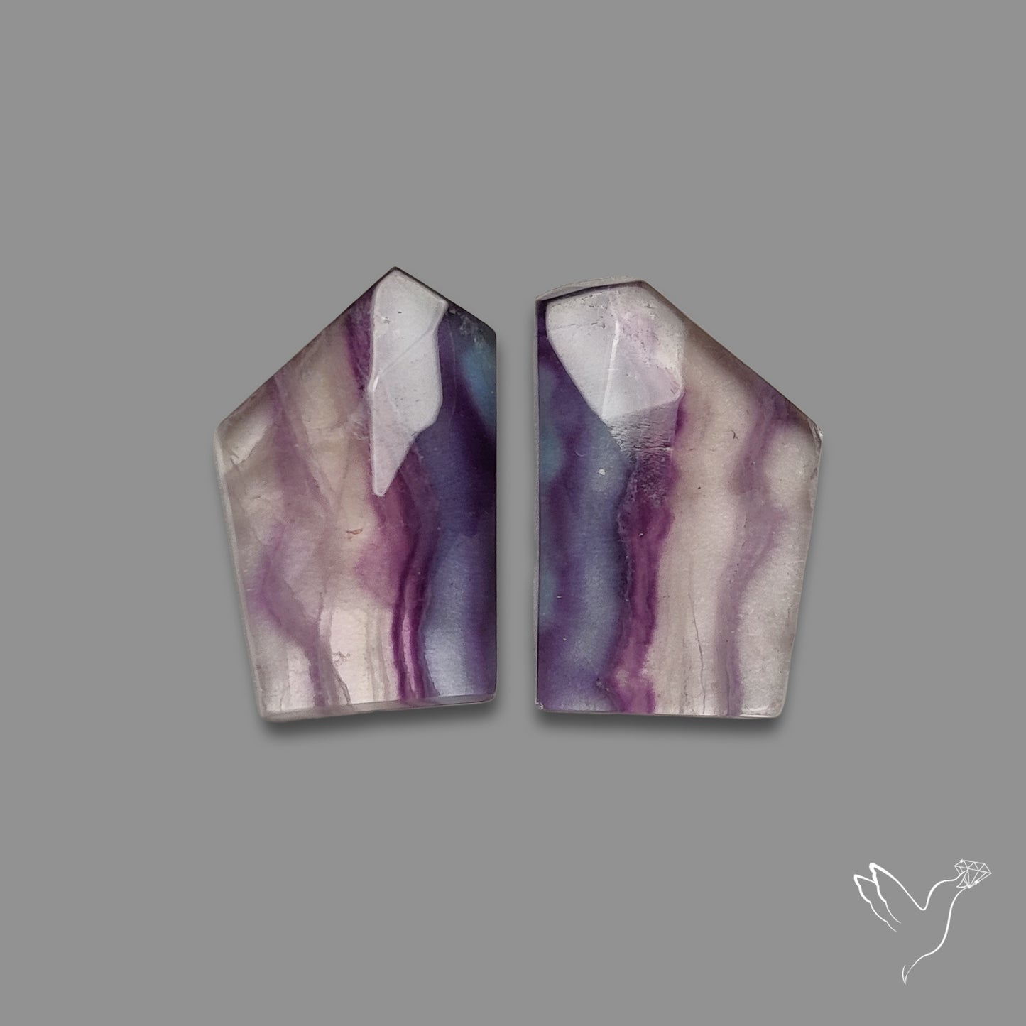 Rose Cut Purple Fluorite Pair