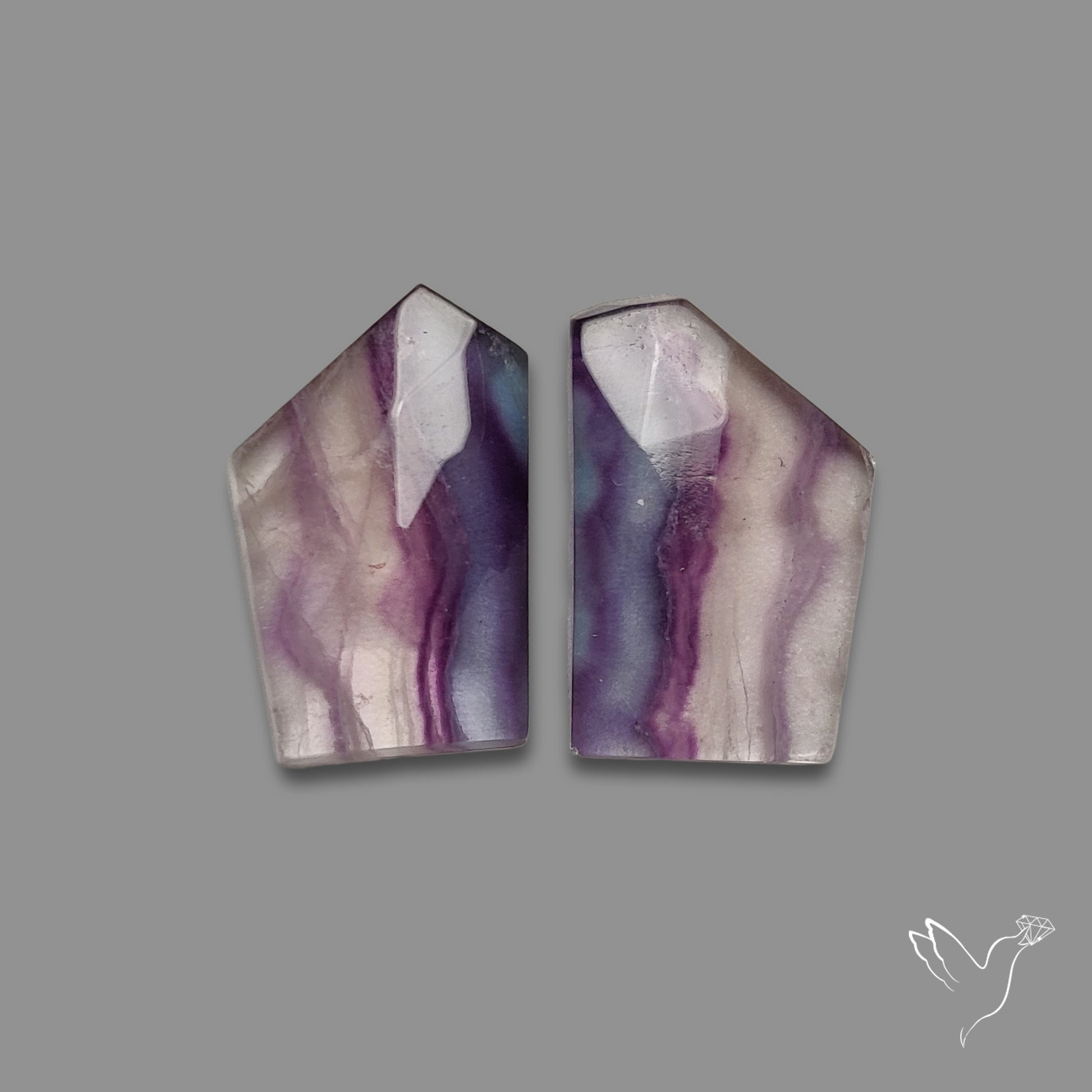 Rose Cut Purple Fluorite Pair