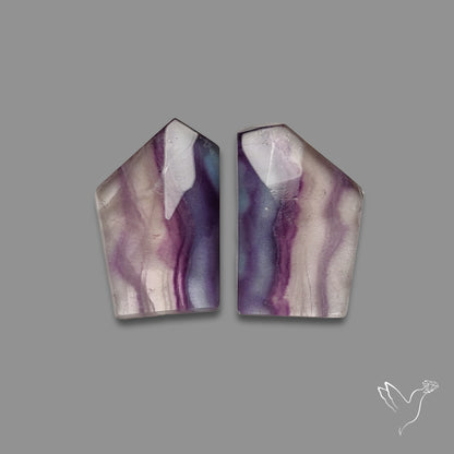 Rose Cut Purple Fluorite Pair