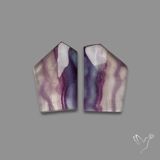 Rose Cut Purple Fluorite Pair