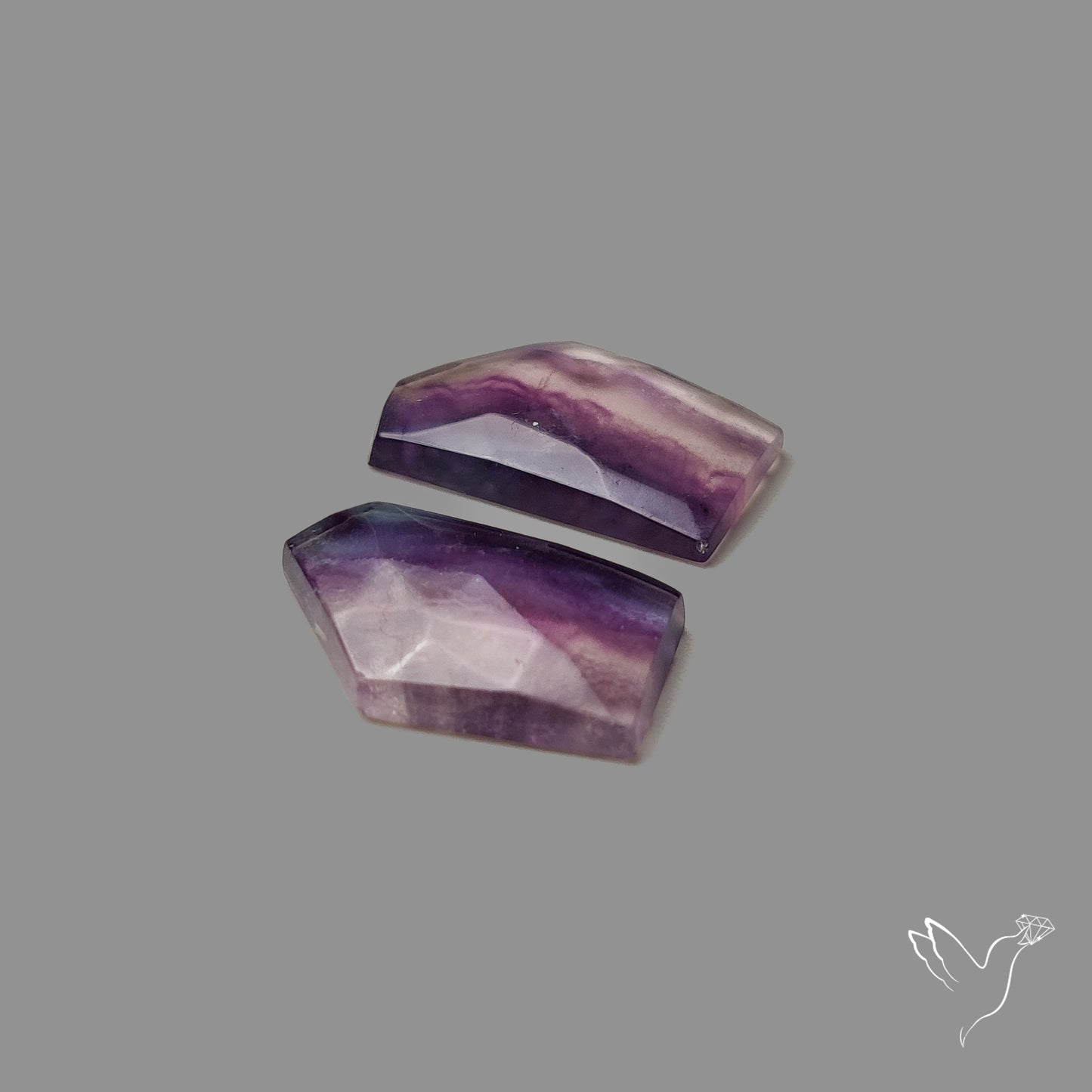 Rose Cut Purple Fluorite Pair