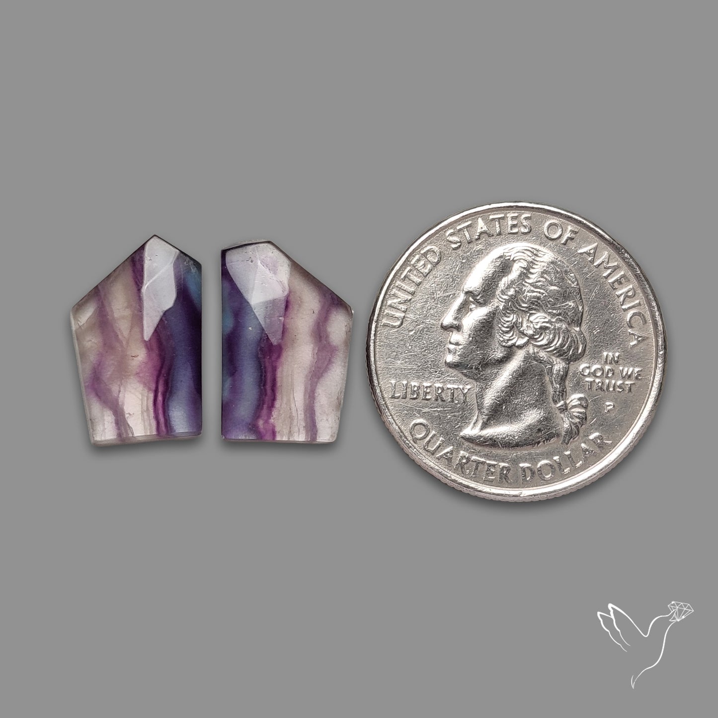 Rose Cut Purple Fluorite Pair