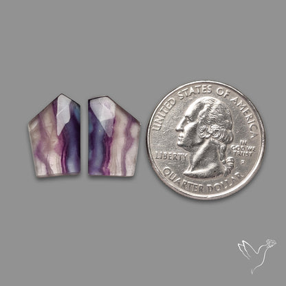 Rose Cut Purple Fluorite Pair