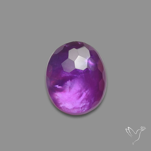 Honeycomb Cut Amethyst With Mother Of Pearl Doublet
