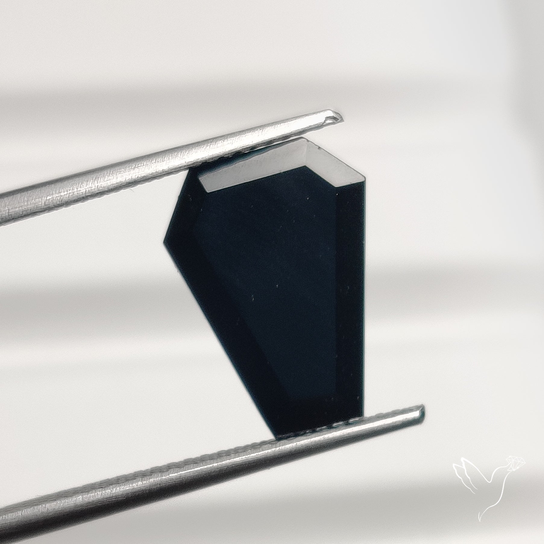 Black Spinel Step Cut Coffin Shaped Gemstone