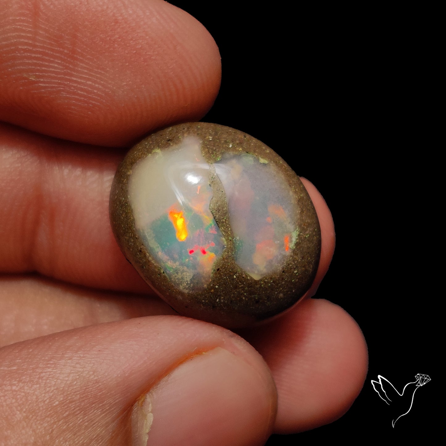 Boulder Galaxy Ethiopian Opal Inlay Cabochon