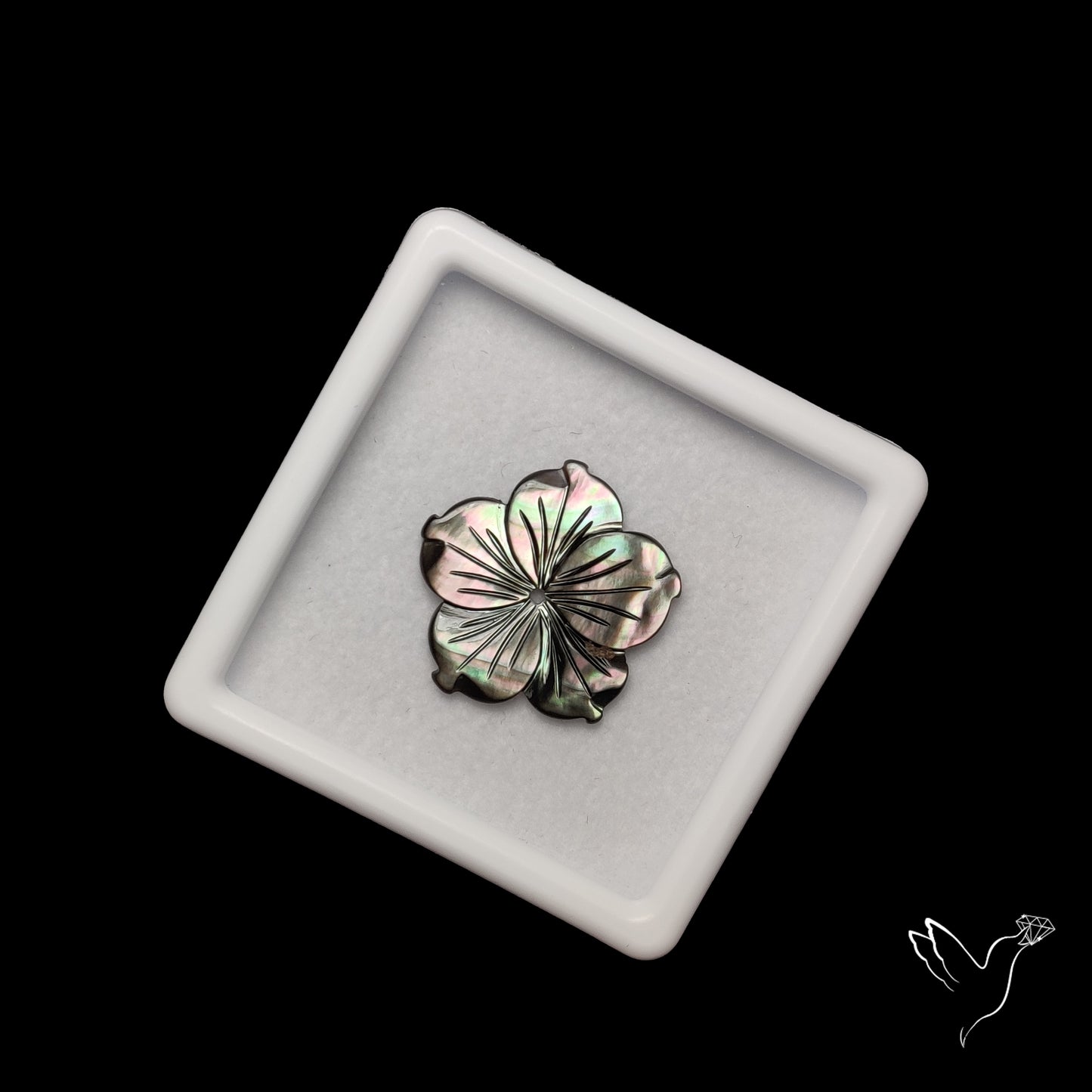 Tahitian Black Mother Of Pearl Flower Carving