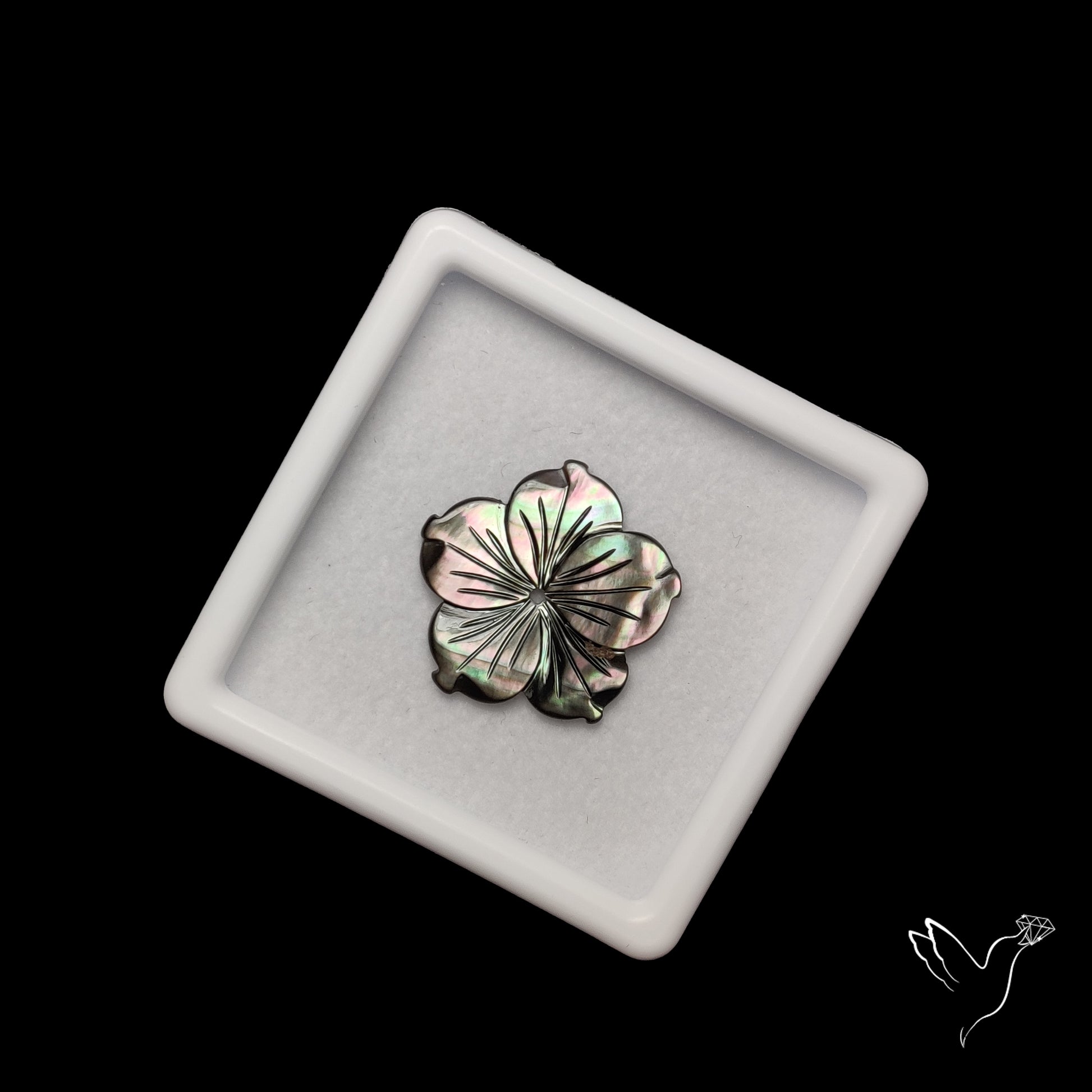 Tahitian Black Mother Of Pearl Flower Carving
