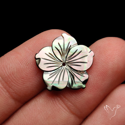 Tahitian Black Mother Of Pearl Flower Carving