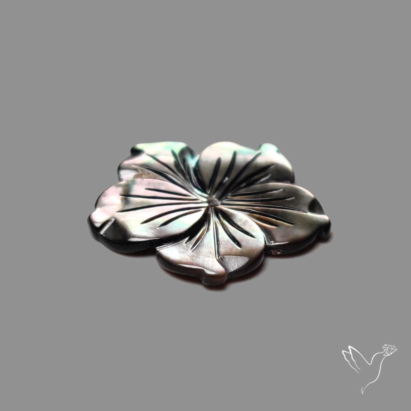 Tahitian Black Mother Of Pearl Flower Carving