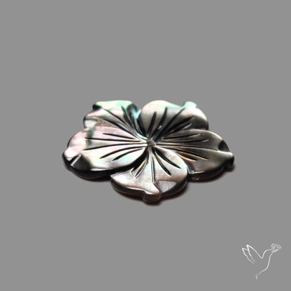 Tahitian Black Mother Of Pearl Flower Carving