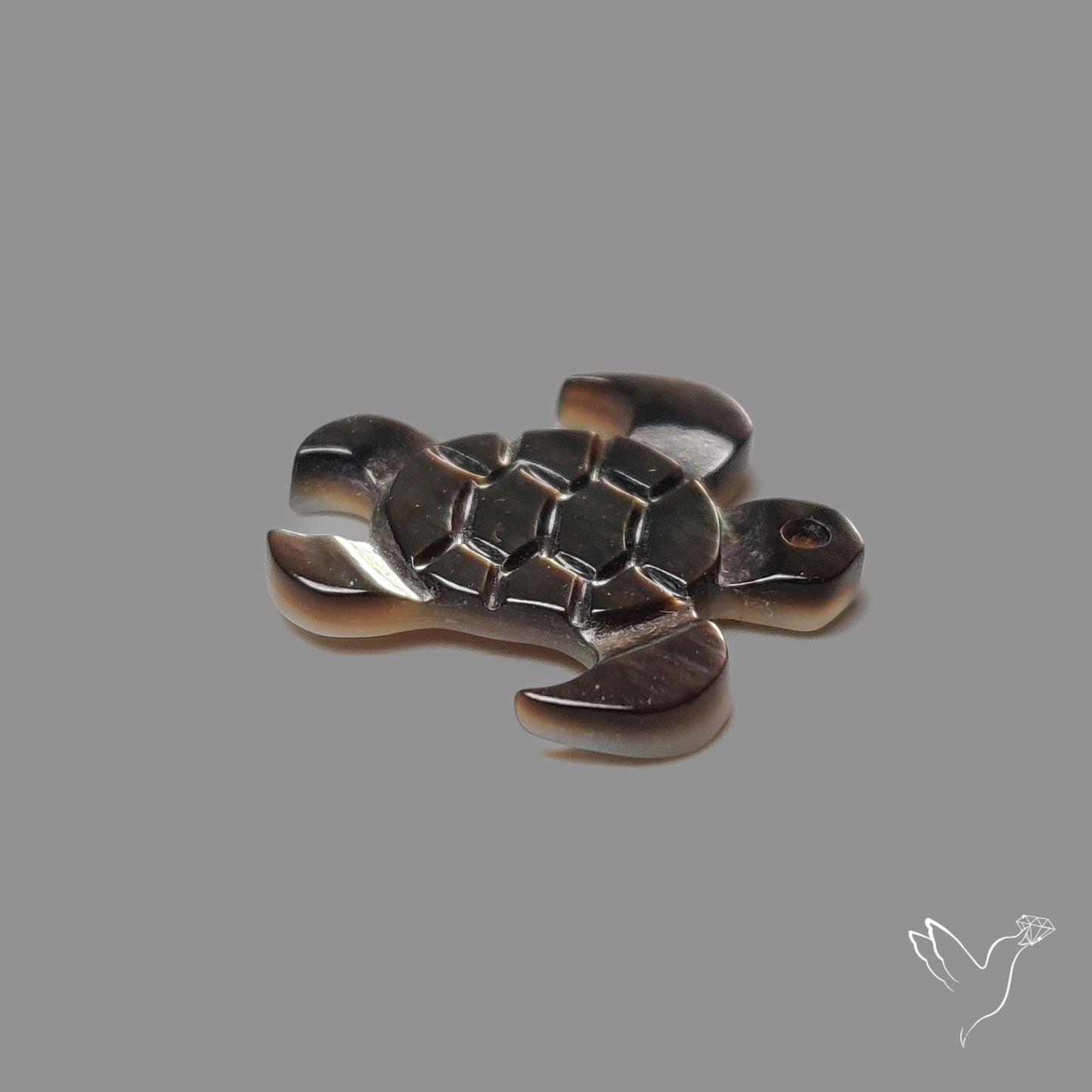 Tahitian Black Mother Of Pearl Tortoise Carving