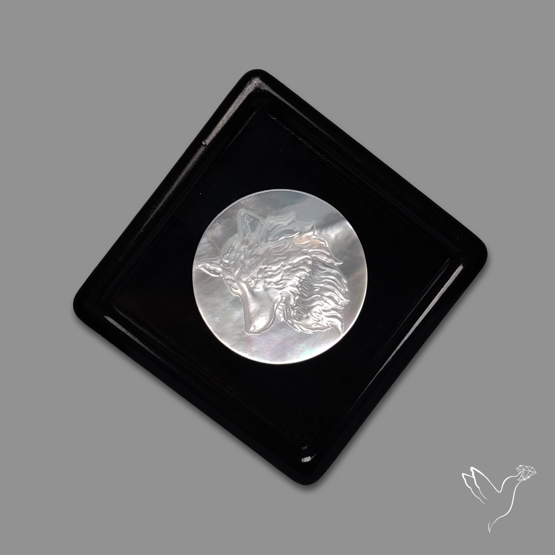 Mother Of Pearl Wolf Carving