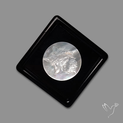 Mother Of Pearl Wolf Carving