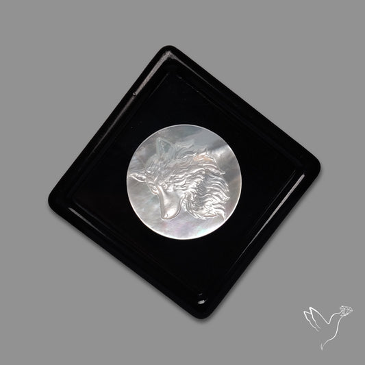 Mother Of Pearl Wolf Carving