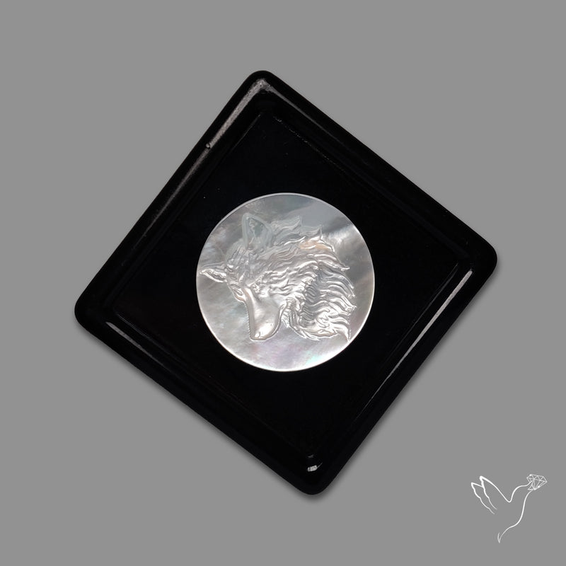 Mother Of Pearl Wolf Carving