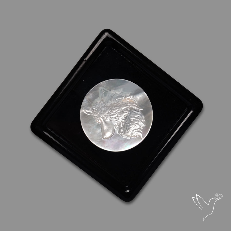 Mother Of Pearl Wolf Carving