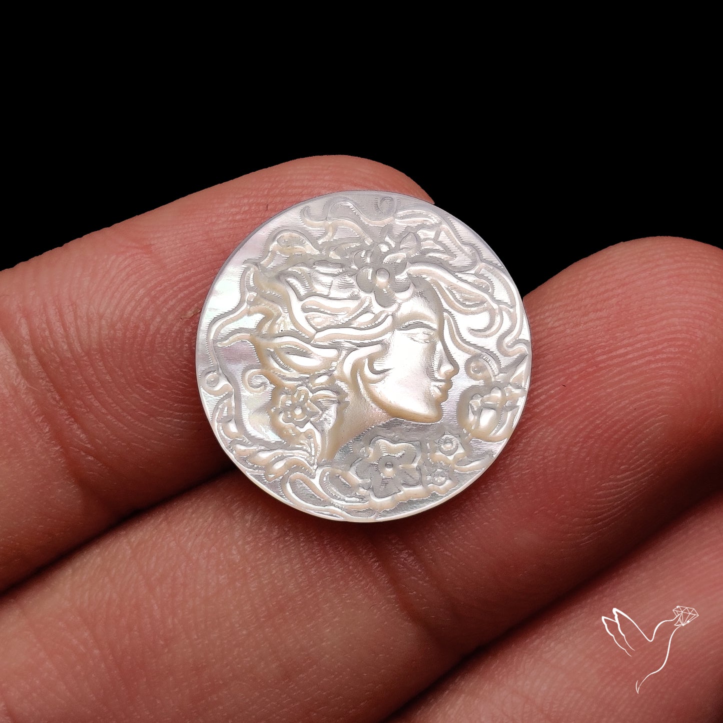 Mother Of Pearl Medusa Head Carving