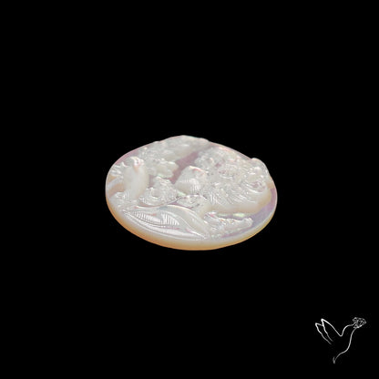 Mother Of Pearl Lady Cameo Carving Pair