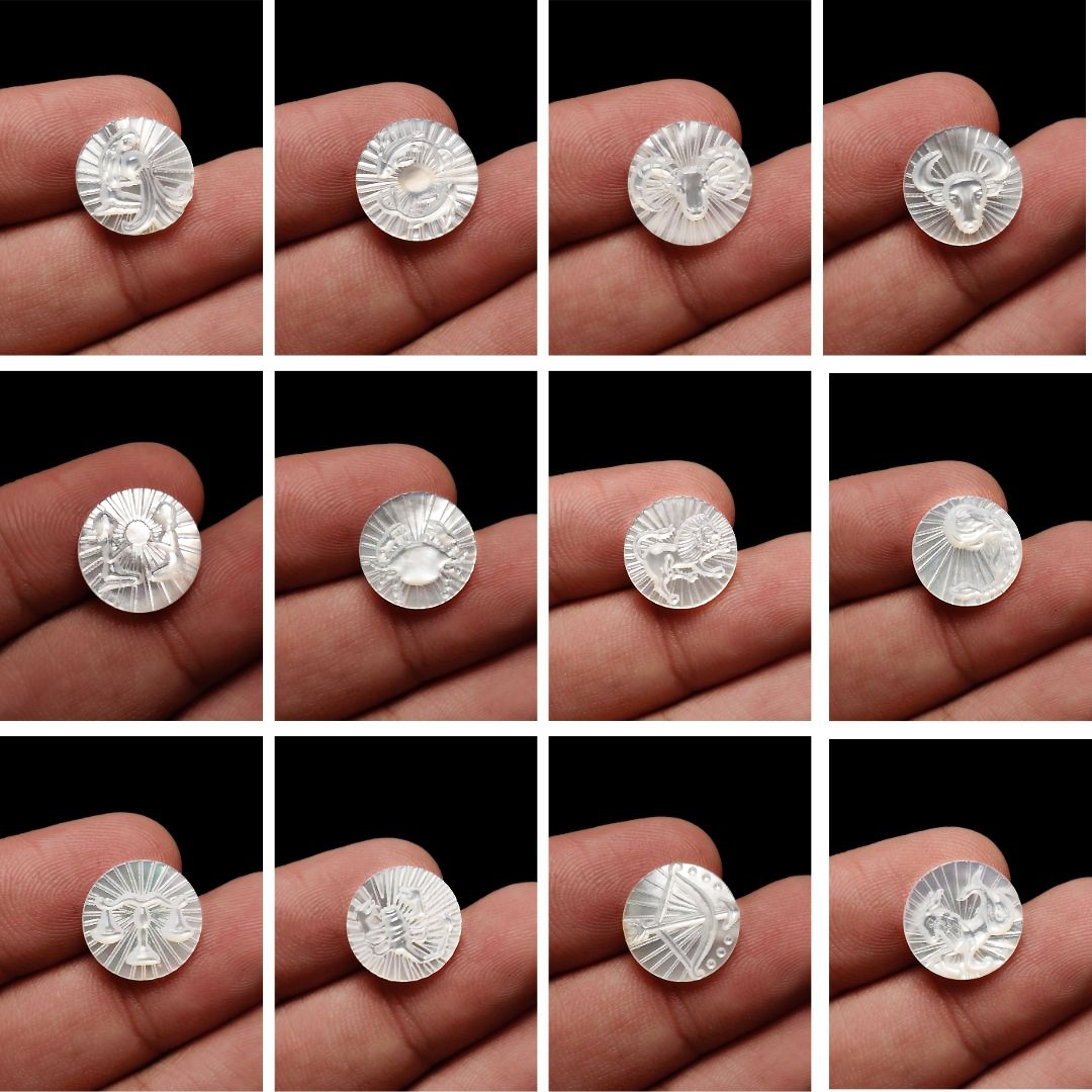Pearl White Zodiac Set 12 Pieces All Months
