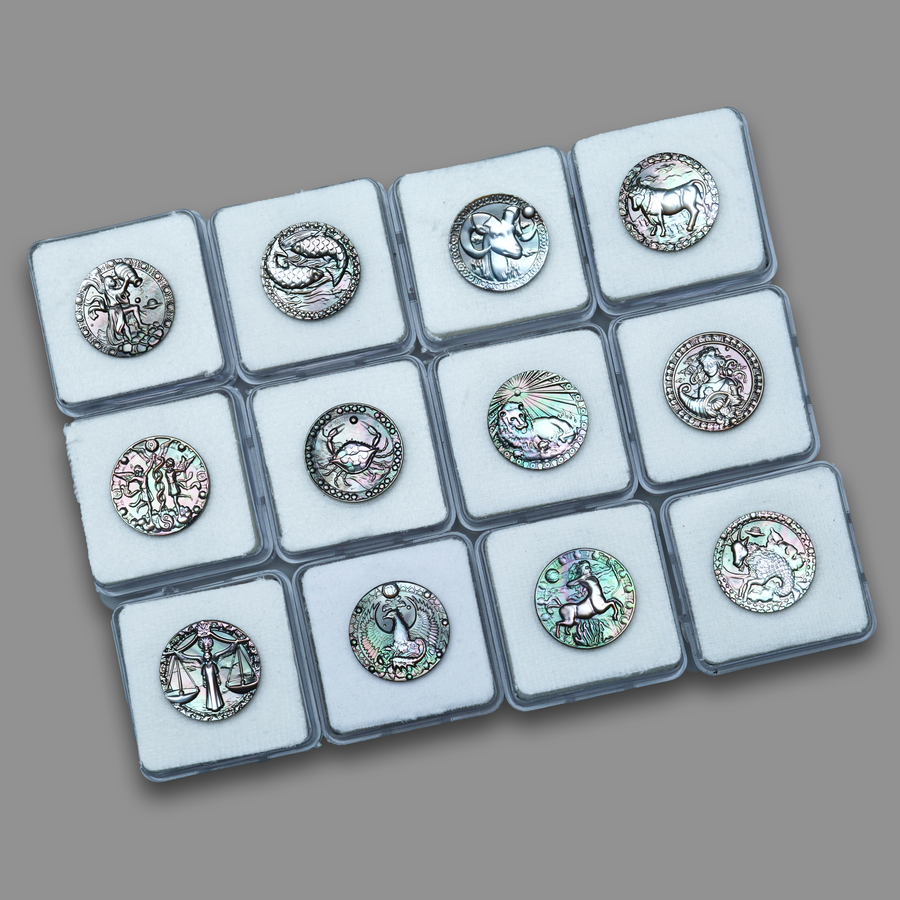 Tahitian Rainbow Mother of Pearl Zodiacs Set 12 Pieces All Months