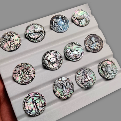 Tahitian Rainbow Mother of Pearl Zodiacs Set 12 Pieces All Months