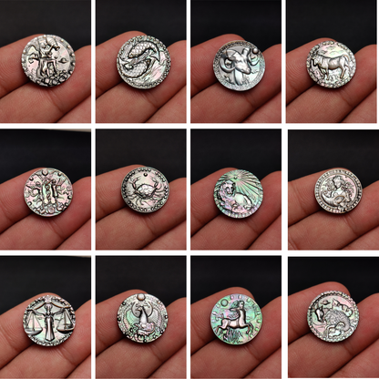 Tahitian Rainbow Mother of Pearl Zodiacs Set 12 Pieces All Months
