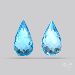 Faceted Drops Swiss Blue Topaz Pair