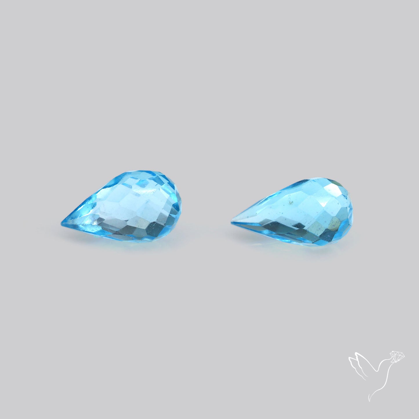 Faceted Drops Swiss Blue Topaz Pair