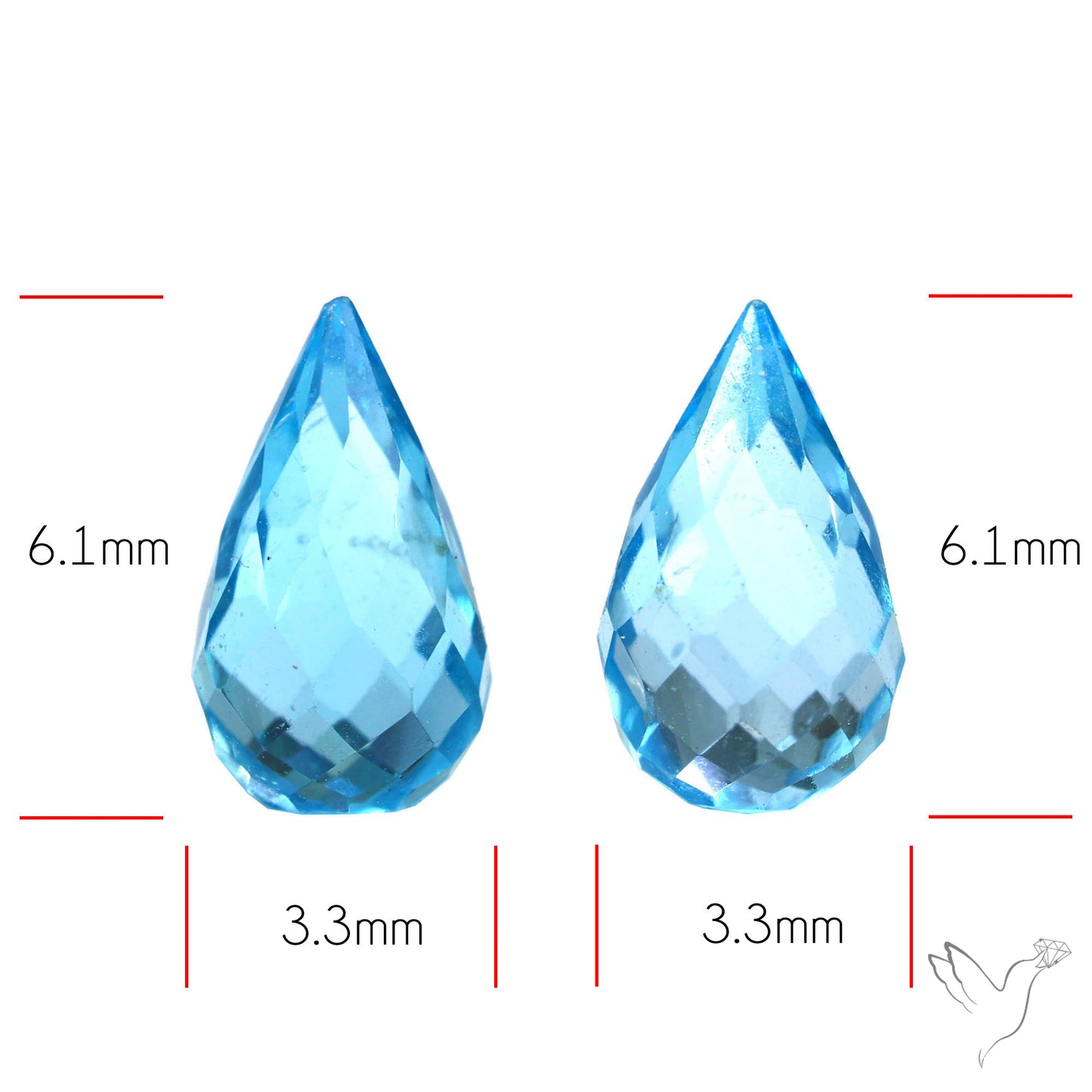 Faceted Drops Swiss Blue Topaz Pair